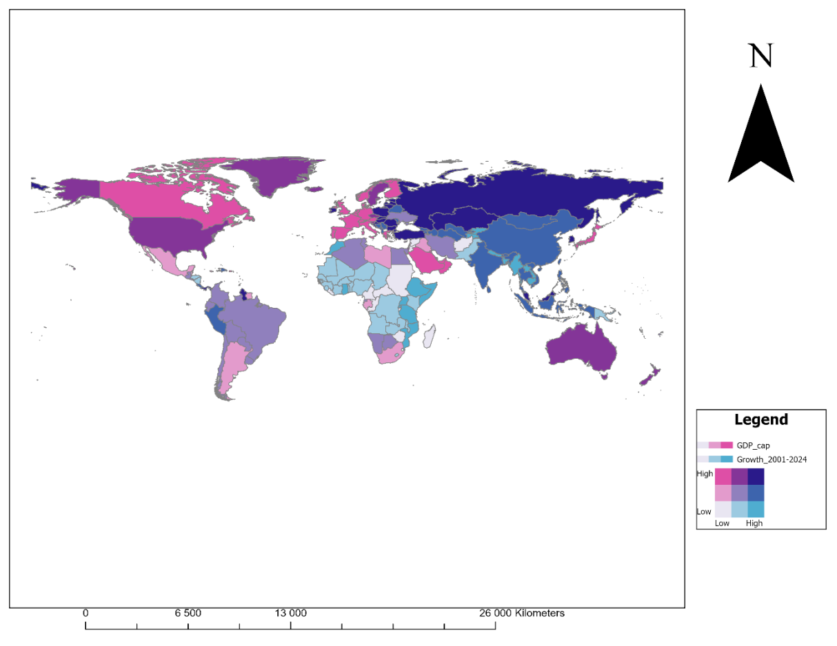 Global distribution of income and growth